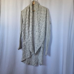 Maxi cardigan; cotton by autmn cashmere, grey-ish cream cable and lace in cotton